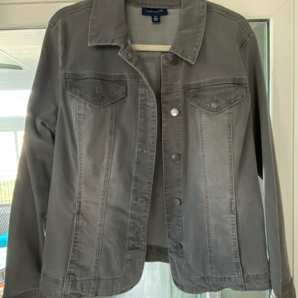 Charter Club twill / denim jacket in Gray.  XL retired color